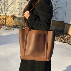 Brown Leather Tote Bag for Women