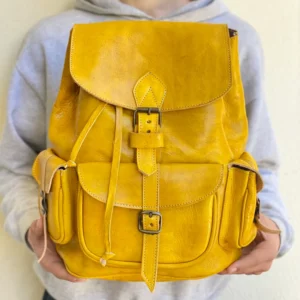 Handmade natural leather backpack, vintage handcrafted bag
