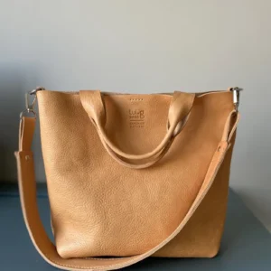 Genuine Natural Leather Tote Bag, Handmade Leather Tote